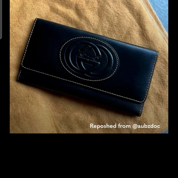 Authenic Black Vintage GUCCI Long Wallet - Picture 1 of 8